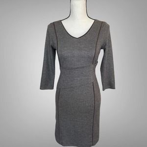The Limited Brown V-Neck Midi Knee length 3/4 Sleeve Dress Size XS